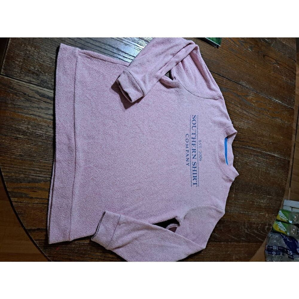 Small Southern Shirt Company Pink Long Sleeve Pullover Terry Knit Shirt
